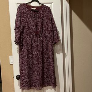 Boden Maroon Floral Midi Dress
